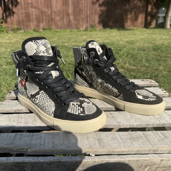 Zadig & Voltaire Paris ZV1747 Leather Flash HighTop Sneaker Snakeskin EU 38 $498 - Picture 1 of 16
